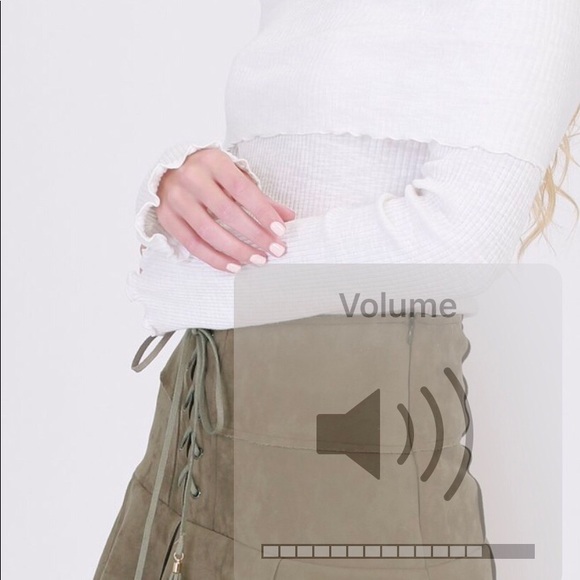 Lace Up Ruffle Velveteen Mini Skirt - Picture 6 of 6